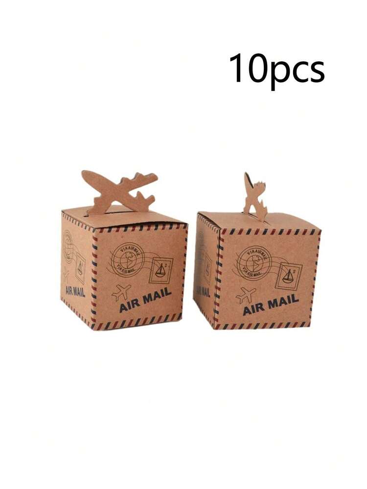 Hộp kẹo giấy Kraft cổ điển (25 chiếc/10 chiếc), hộp quà hình máy bay, hộp đựng kẹo sáng tạo, hộp giấy đựng sô cô la dùng để trang trí tiệc, làm quà tặng, sinh nhật, làm bánh, hộp quà đơn giản. - Hộp quà tặng phong cách cổ điển - Xem 8