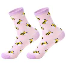 1/3 Paia Di Calzini Lavorati A Maglia Con Motivo Ape Carino, Calzini Casual Freschi E Dolci Per Uso Quotidiano, Calzini Comodi Adatti Per Primavera/Estate/Autunno, Regalo Per Amanti Delle Api - Multicolore - Visualizzare 14
