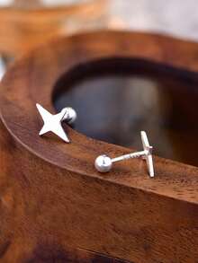 1pc S925 Sterling Silver Minimalist Star Navel Ring, Excellent Daily Wear Choice, Ideal Gift For Girlfriend, Mom And Sister - Single Earring Accessories - View 3