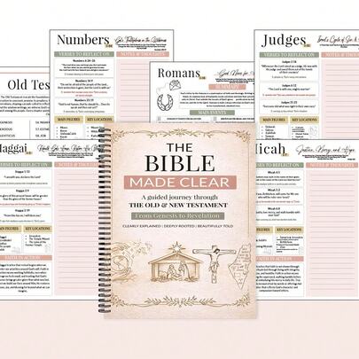 A5 Size Bible Guided Journal, Full Year Old Testament Scripture Overview, Includes Key Verses And Reflection Space, Christian Related, Journal, Mother's Day Gift