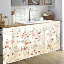 1 pieza Mantel corto de felpa de poliéster con estampado floral colorido, cortina colgante conveniente para gabinetes de cocina, decoración ideal para el hogar en la cocina, lavandería, armarios de almacenamiento, también se puede usar como cenefa de ventana - Multicolor - Ver 5