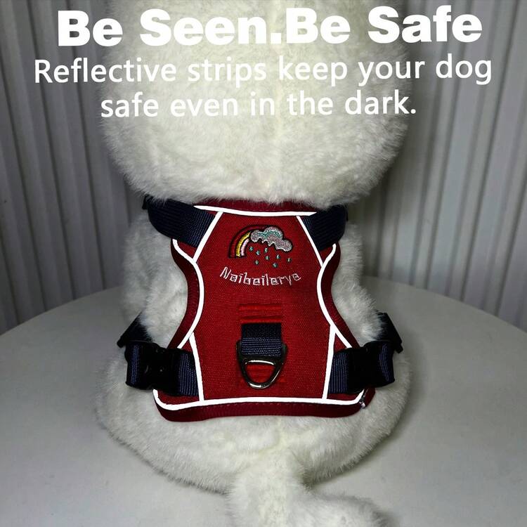 Dog Anti-Pull Harness With 2 Leash Clips, Adjustable Soft Padded, Reflective Oxford Cloth Material, No Choking Pet Vest With Easy Control Handle, Suitable For Large Dogs. No-Pull Dog Harness, Front Clip, Heavy Duty Reflective Design, With Easy Control Handle, Suitable For Walking Large Dogs. - Red - View 9