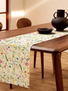 Charming Linen Wild Flower Table Runner - Spring Floral Design, Suitable For Restaurant And Kitchen Decor - Multicolor - View 2