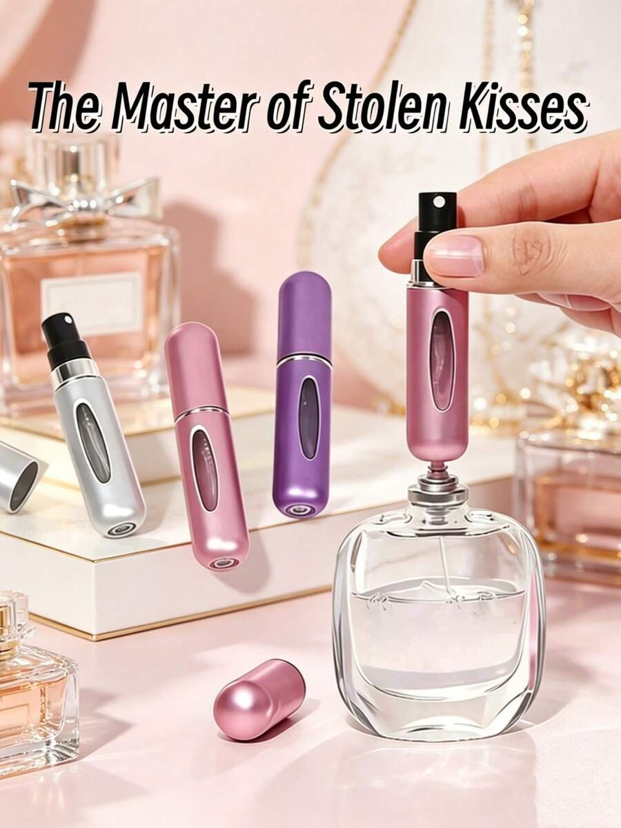 1个/3个/4个5毫升可重复灌装喷雾香水瓶，可重复使用旅行香水瓶，独立包装，旅行装香水补充瓶和便携式香水分装瓶，亮粉色带喷头香水瓶，适合旅行香水收纳，客厅、卧室、浴室、婚礼、派对、生日、送给男友/女友、家人、新年趣味礼物、配件 - 彩色 - 查看 1