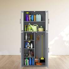 Tall Freestanding Bathroom Cabinet With Adjustable Shelves For Bathroom Entryway - Grey - View 1
