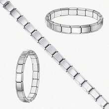 18 piezas Kit de fabricación de pulseras elásticas en blanco, base de pulsera de cuentas modular italiana, material de acero inoxidable, adecuado para uso diario o manualidades DIY - Módulos - Ver 1