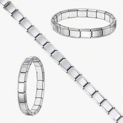 18 piezas Kit de fabricación de pulseras elásticas en blanco, base de pulsera de cuentas modular italiana, material de acero inoxidable, adecuado para uso diario o manualidades DIY