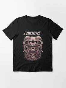 Frozen Halo Dreams Essential T-Shirt 100% Pure Cotton Casual Tee, Vintage Music Inspired Print, Soft Breathable Streetwear, Comfortable Fit For All Seasons, Perfect Gift For Music Fans, Short Sleeve Crew Neck Top For Men Women Teens - 黑色 - 查看 1