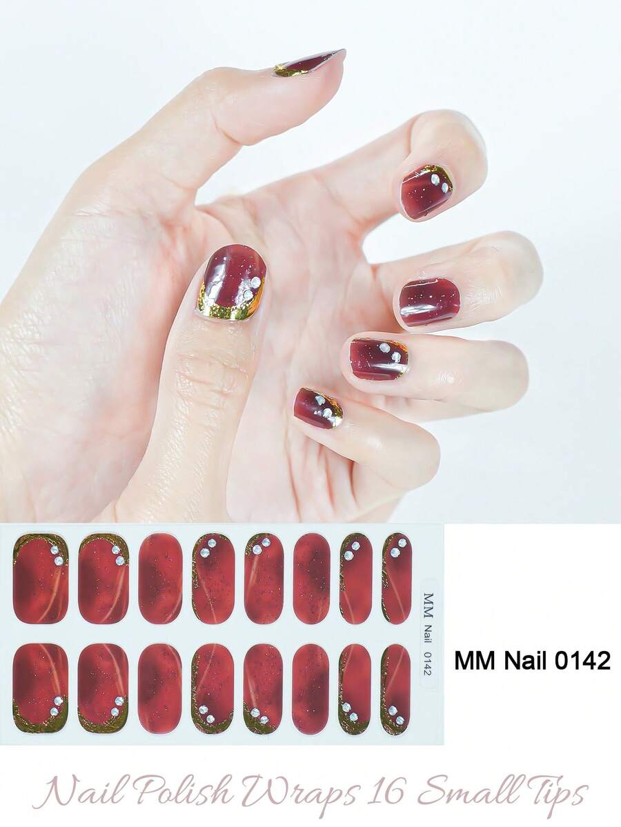 Bộ 16 miếng dán móng tay gel bán khô, màu be thạch, không cần đèn UV, chất lượng salon, bền lâu.