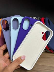 Premium Velvety Silicone Phone Case IP17 Open Camera Protective Case With Apple Logo - Off White - View 2