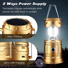 Rechargeable Camping Flashlight, Portable White LED Lamp For Indoor And Outdoor Use, USB Solar Powered Cell Phone Charger - Dorado - View 6