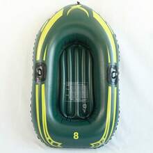 1 Bote inflable para 1 persona, Bote de pesca de PVC grueso, Kayak, Bote de asalto portátil, Bote flotante para lago, playa, piscina inflable, Artículos esenciales de playa, Flotador de piscina - Barco inflable de color verde militar - Ver 7