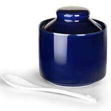 GDCZ 1 pièce Pot à sucre ou pot à sel en céramique avec couvercle et cuillère, décoration de table de cuisine, capacité de 8 oz, utilisation pour restaurant en libre-service, impression de design haut de gamme, facile à nettoyer - Multicolore - Voir 23