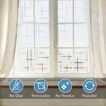Static Cling Frosted Window Film Cross Pattern Privacy UV Block Home Office - 1PC - View 5