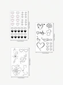 3pcsStickers, Minimalist Line Heart, Starburst, ECG, Temporary Tattoo Stickers, For Arms, AbdomenAnd Legs, Non-Reflective, Realistic Tattoo, Suitable For People, For Daily Use, Can Last3-5Days - Multicolor - View 6