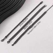 3pcs/Set Men's Fashionable Stainless Steel Bracelet Set, High-End Elegant Daily Accessories - 黑色 - 查看 2