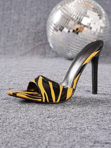 Sexy Fashion Yellow Zebra Print Party Artificial PU Leather Women's Pointed Toe High Heel Sandals, Mules, Suitable For Party, Banquet, Evening Events - Yellow - View 7