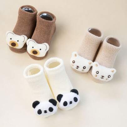 1 Pair Or 3 Pairs Baby 3D Cute Panda Cartoon Mid-Calf Socks, Suitable For Newborns, Toddlers And Crawling Children (Boys And Girls), Versatile Daily Wear Set. Skin-Friendly, Comfortable, Breathable, Adorable