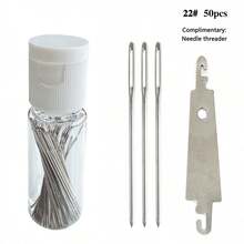 50pcs Cross Stitch Needles Assortment 22/24/26 Sizes, Handcraft Embroidery DIY Tools Needle Threader & Needle Case - Twenty Two# - View 7