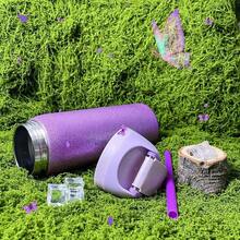1OwaIaDiamond Violet 240Z/710ml 户外运动水壶，双层真空保温便携式饮水杯，旅行冰咖啡杯，夏季饮水用具，配有手柄和吸嘴，非常适合旅行、居家和办公使用 - 紫色 - 查看 5