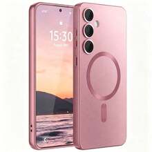 Ốp lưng điện thoại từ tính cao cấp tương thích với Samsung Galaxy S24 S25 S22 S23 Ultra Plus S20 S21 FE Note 20 A35 A55 A05 A15, chất liệu TPU mềm. - Hoa hồng vàng - Xem 1