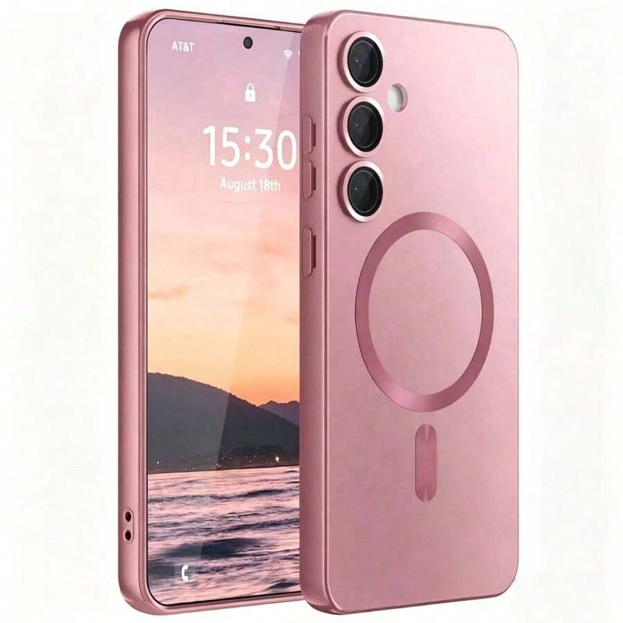 Ốp lưng điện thoại từ tính cao cấp tương thích với Samsung Galaxy S24 S25 S22 S23 Ultra Plus S20 S21 FE Note 20 A35 A55 A05 A15, chất liệu TPU mềm. - Hoa hồng vàng - Xem 1