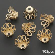 105个6mm/8mm/10mm空心花形压接帽，花帽，合金隔珠，串珠垫，装饰珠帽，适用于珠宝制作、手链、项链、钥匙扣、耳环、工艺配件 - 鏤空花邊端蓋 - 查看 19