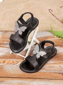 2026 Summer Black Glitter Bow Slip-On Flat Sandals, Soft PU Toe-Exposed Casual Sandals Suitable For Daily, Beach, Travel, Home, Party Wear - Black - View 16