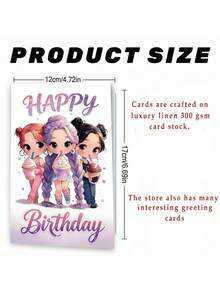 1 chiếc thiệp "Chúc mừng sinh nhật" hình Chibi Friends uống trà sữa trân châu. Bao gồm phong bì, giấy mờ cao cấp. Thiết kế hình ảnh các cô gái anime dễ thương và chữ lấp lánh. Hoàn hảo cho bạn thân - Thiệp sinh nhật Kawaii lý tưởng (12cm/4.7in X 17cm/6.7in) - phong bì màu nâu - Xem 2