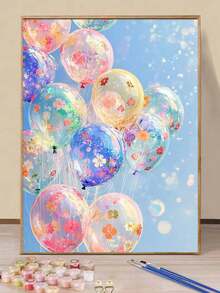 40x50cm/16x20in 彩色花朵氣球 DIY 數字油畫手工藝品 家居裝飾 成人節日禮物 - 40*50厘米 - 查看 6