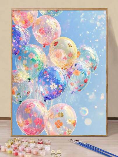 40x50cm/16x20in 彩色花朵氣球 DIY 數字油畫手工藝品 家居裝飾 成人節日禮物