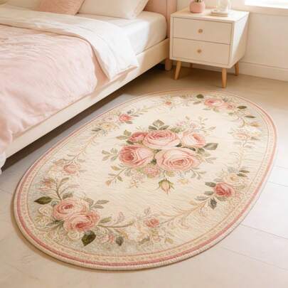 Thảm hình oval họa tiết hoa Bohemian, thảm phong cách Boho, thảm họa tiết, thảm trang trí nhà cửa đa năng, sáng tạo, phù hợp cho phòng khách, phòng ngủ, hành lang, nhà bếp, phòng tắm, phòng chơi game, phòng học.