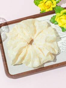 1 chiếc dây buộc tóc in chấm bi, kiểu Hàn Quốc, mềm mại và thoáng khí, không gây hư tổn, có các màu đen/xanh lá/trắng/vàng/hồng/xám, phù hợp cho kiểu tóc hàng ngày, đi học và hoạt động ngoài trời. - Nhiều màu - Xem 10
