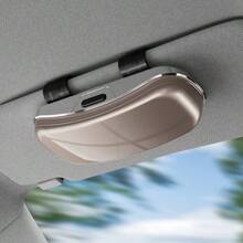 Estuche para gafas de sol de parasol de coche, caja de almacenamiento de gafas de coche con botón de apertura con un solo toque, soporte protector para gafas, caja de gafas de parasol multifuncional y de moda, unisex - A - Ver 11
