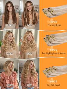 DOORES 4pcs 100% Human Hair Straight Hair Extensions, Natural Virgin Human Hair Double-Layer Invisible Soft Mini Hair Pieces, Suitable For Sparse Hair Women And Men, Quick 3-Minute Seamless Wear - S4A - View 8