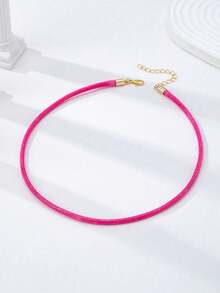 Collar ajustable de cuerda colorida con colgantes de esmalte intercambiables, colgantes de dibujos animados desmontables chapados en oro (patrones de gato, langosta, fruta, flor), set de joyas personalizables de verano para regalo - Multicolor - Ver 2