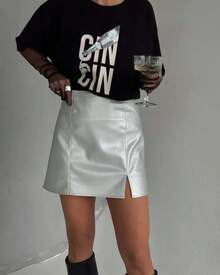 Round Neck T-Shirt With Simple Letter Print, American Retro Style - 白色 - 查看 7