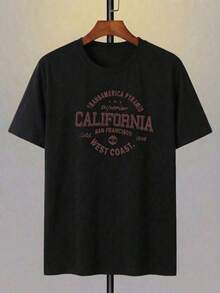 Men's Short-Sleeved T-Shirt With A Round Neck And Simple Design - Black - View 2