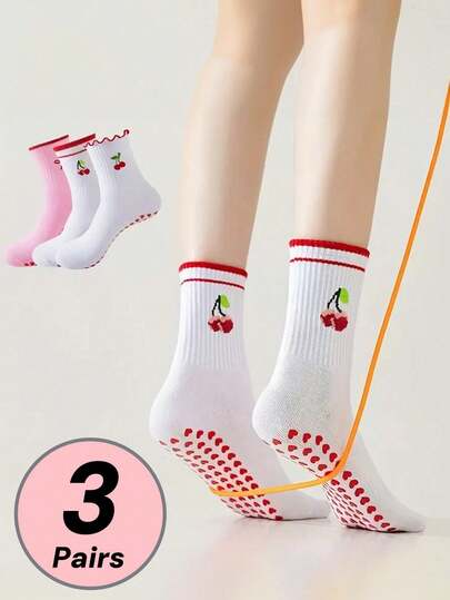 3 Pairs Women's Comfortable Breathable Sports Crew Socks