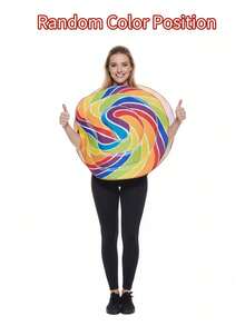 Colorful Lollipop Costume Top, Cute Candy Cosplay Outfit Unisex Adult One Size, Suitable For Halloween, Carnival Party - Multicolor - View 2