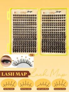 384/448pcs Individual False Eyelashes, Eyelash Book, Cluster Fake Eyelashes, DIY Home Eyelash Extension, Cluster Fake Eyelashes, Individual False Eyelashes, False Eyelashes - D - View 5