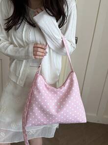 Spring New Arrival Niche Design Casual Women Large Capacity Tote Bag, College Student Shoulder Bag - Pink - View 11