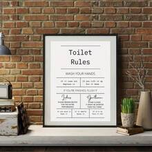 Single Toilet Rules Artwork - Digital Prints For The Bathroom - Wall Decor For Restrooms - Home Printable Art - Unframed Bathroom Prints - Cartoon - View 2