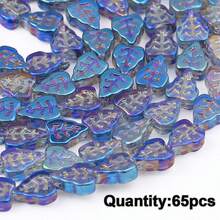 Approx. 65pcs Colorful Maple Leaf Shaped Glass Beads, DIY Jewelry Making Supplies, Spacer Beads - Maple Leaf Beads - View 13