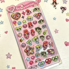 THE POWERPUFF GIRLS 3D立体浮雕贴纸、清新小贴纸、多巴胺风格可爱卡通贴纸、趣味可爱动物贴纸、一张可爱卡通3D贴纸、奖励口袋装饰贴纸、手机贴纸、可爱创意卡通贴纸、趣味造型贴纸、日常装饰贴纸、派对装饰贴纸、儿童互动贴纸 - 彩色 - 查看 4