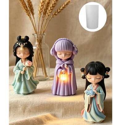 Khuôn nến hình búp bê bé gái, khuôn làm nến sáp thơm tự chế, khuôn trang trí búp bê bằng thạch cao, khuôn nhựa epoxy làm quà tặng sinh nhật.