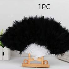 1pc Plastic Handle Fan, Suitable For Party, Gathering, Date, Holiday Costume, Photo Prop, Dance Performance, Wedding Decoration, Halloween, Christmas, Hand Decoration, Back To School Gift - Black - View 14
