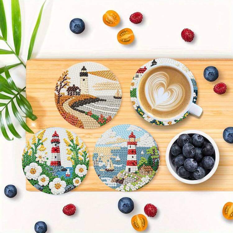 Bộ 8 đế lót ly tranh đính kim cương tự làm, bề mặt kim cương mịn bóng, keo dán chắc chắn kèm đầy đủ dụng cụ, dễ dàng cho người mới bắt đầu, đồ thủ công giúp giảm căng thẳng, quà tặng năm mới, Ngày Valentine, Giáng sinh, Ngày Nhà giáo, đế lót ly trang trí nhà cửa cho gia đình, bạn bè, bạn gái, giáo viên. - Nhiều màu - Xem 3