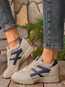 女士舒适系带跑步鞋 - 轻便、四季皆宜、耐用防滑橡胶鞋底 - 卡其色 - 查看 10