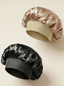 半顶真丝睡帽，缎面发帽，女士宽檐高弹力帽，缎面睡帽，高端缎面护发帽，卷发真丝发带 - 顏色 - 查看 7